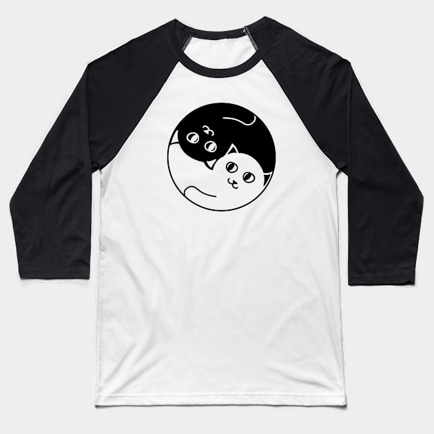 Yin and Yang Cats Baseball T-Shirt by PaletteDesigns